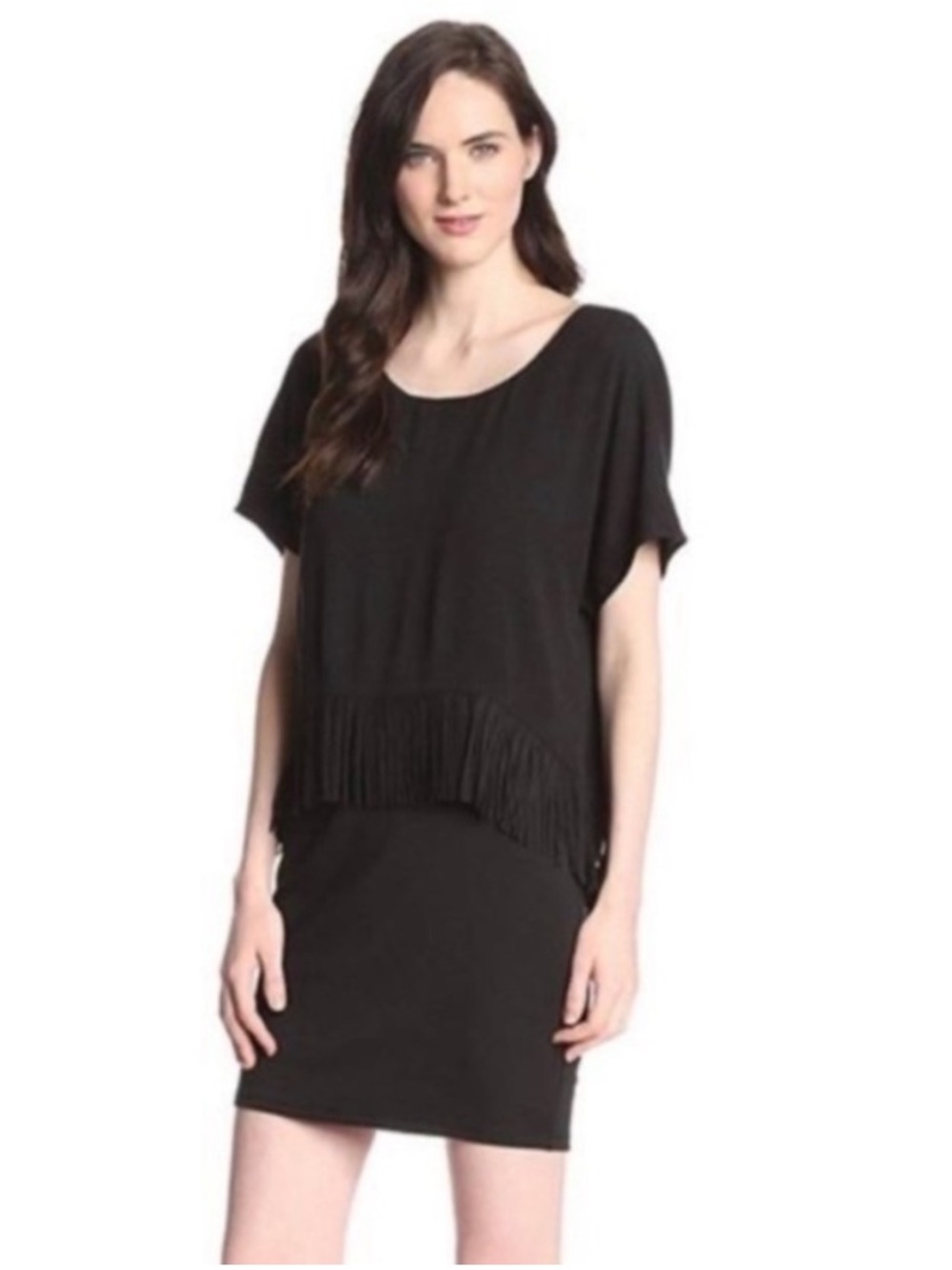 Ella Moss Western Black Fringe T-Shirt Shift Dress